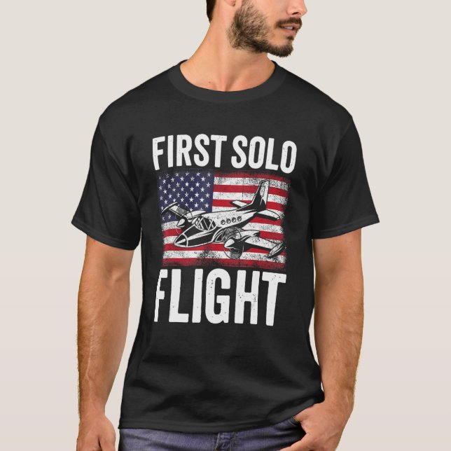 T-shirt First Solo Flight Plane Aircraft Pilot Flight (Devant)