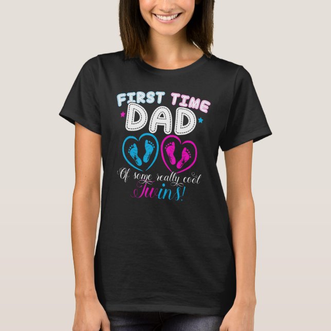 T-shirt First Time Dad Daddy Of Twins Father s Day Gif (Devant)