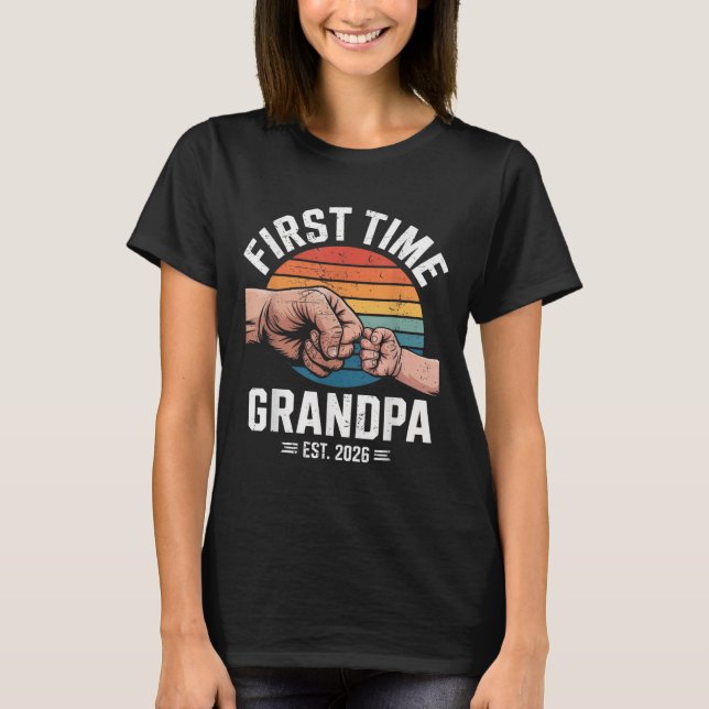 T-shirt First Time Grandpa Est 2026 Baby Announcement Grea (Devant)