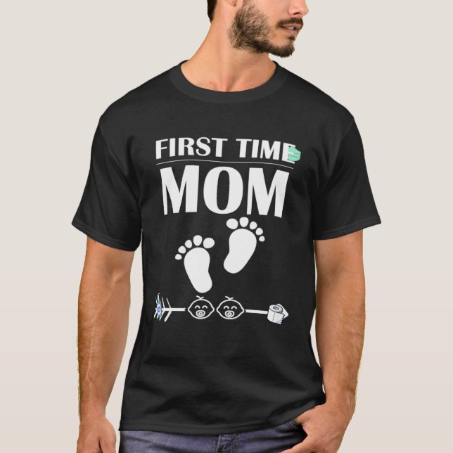 T-shirt First Time Mom Announcemen Plus Size Cute Graphic (Devant)