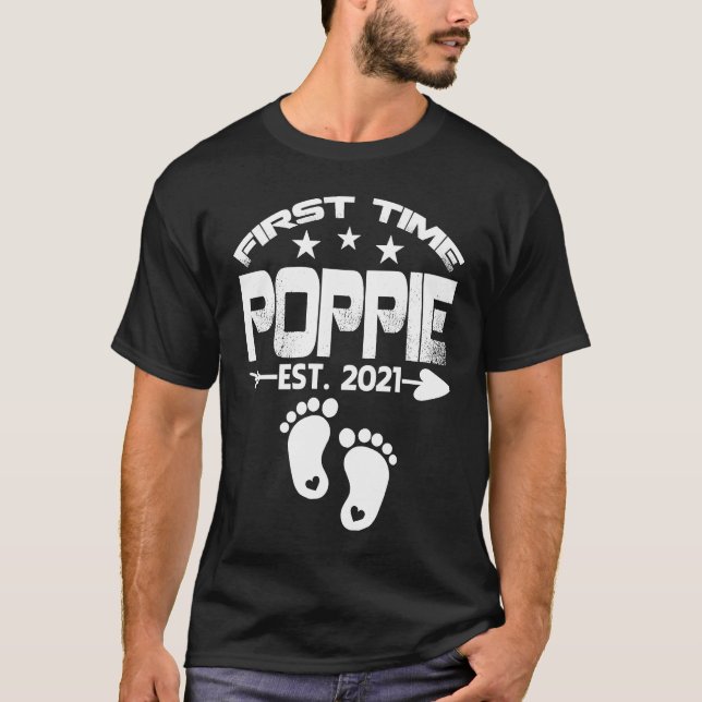 T-shirt First Time Poppie 2021 New Poppie to be  Baby (Devant)