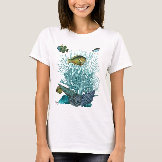 T-shirt Fish Blue Shells and Corals (Devant)