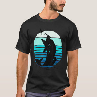 T-shirt Fish Fishing Fisher Fisherman Retro Vintage Sunset