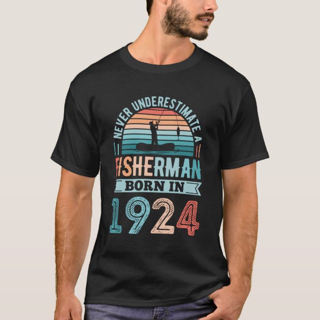 T-shirt Fisher Né 1924 100E Pêche Poisson Fisher (Devant)