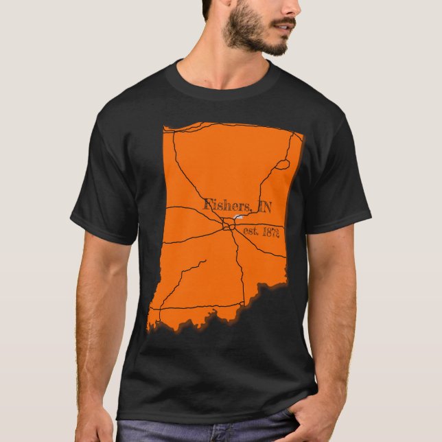 T-shirt Fishers, IN [Orange] (Devant)