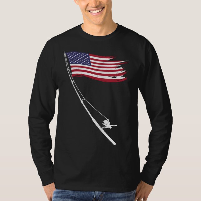T-shirt Fishing  American Flag Fishing Rod (Devant)