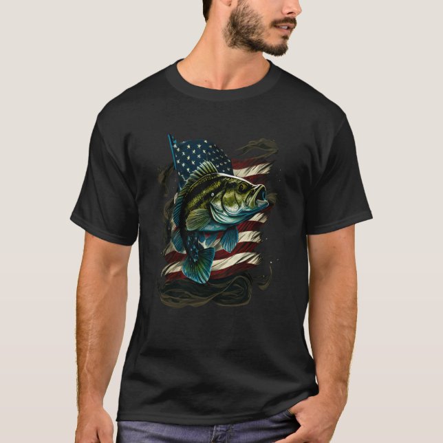 T-shirt Fishing and an American Flag Largemouth Bass (Devant)