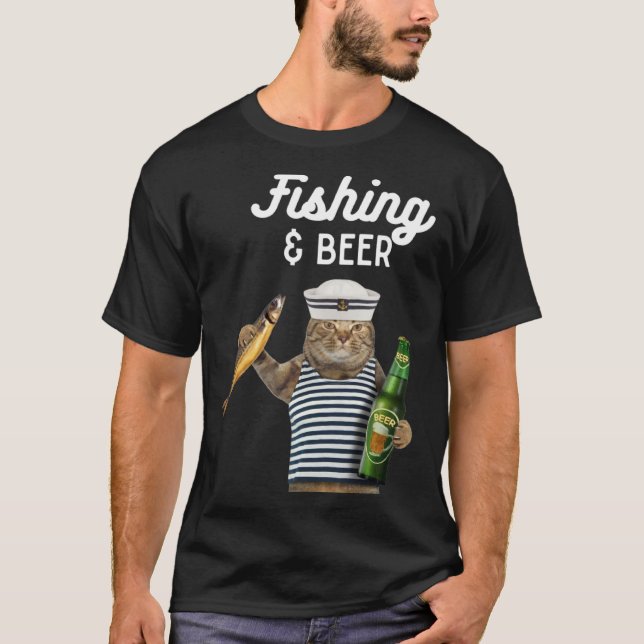 T-shirt Fishing & Beer  Cat (Devant)