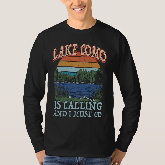 T-shirt Fishing Boating Camping Retro Lake Vacation Lake C (Devant)