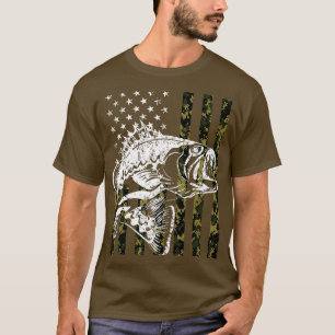 T-shirt Fishing Camouflage American Flag Fish Bass Fish Fi