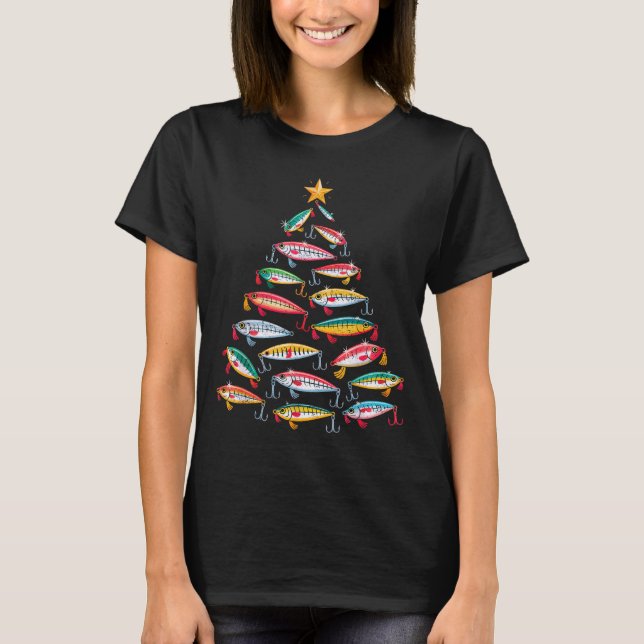 T-shirt Fishing Christmas Tree Lights Lures Holiday Fisher (Devant)