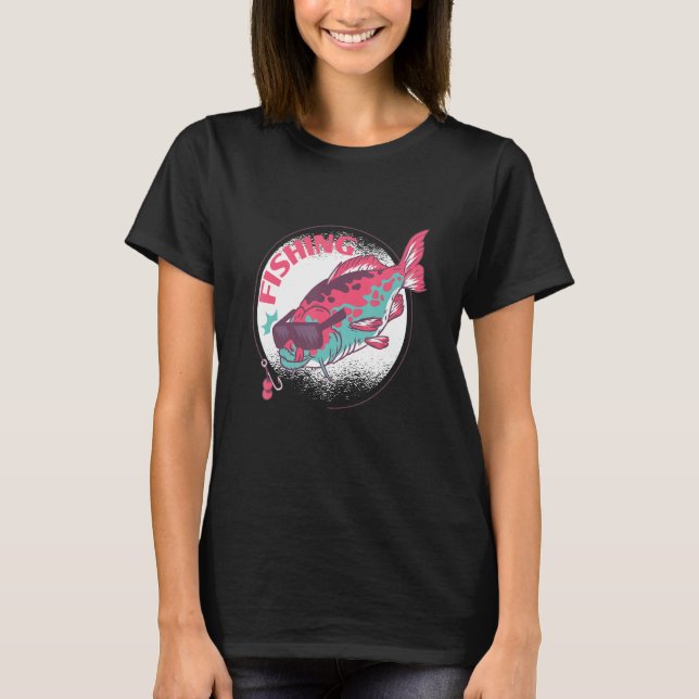 T-shirt Fishing cool carp with sunglasses about to eat on  (Devant)