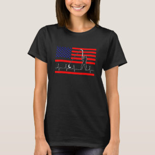 T-shirt Fishing Heartbeat Pêche Américaine 4 Juillet Patri