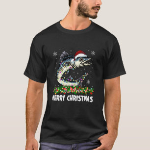 T-shirt Fishing Lover Matching Santa Hat Barracuda Fish Ch