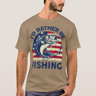 T-shirt Fishing Men Women Boys Funny Id Rather Be Fishing