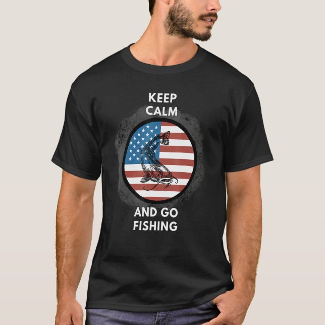 T-shirt Fishing Patriotic American flag (Devant)