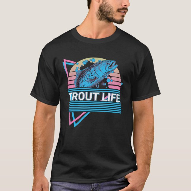 T-shirt Fishing Retro Trout Life (Devant)