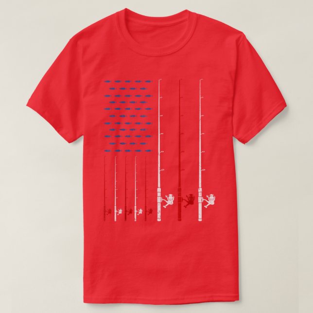 T-shirt Fishing Rods American Flag 928  (Design devant)