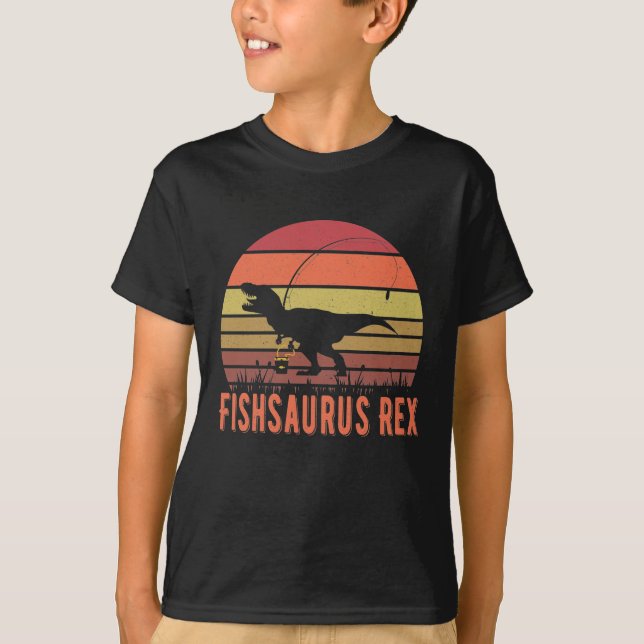 T-shirt Fishsaurus T-Rex Dinosaur - Amusant pêcheur (Devant)