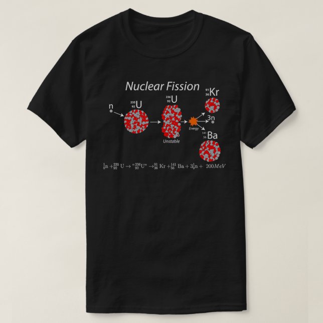 T-shirt Fission nucléaire U 235 Équation scientifique (Design devant)