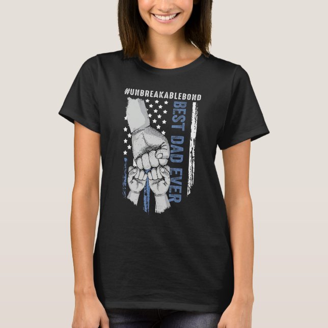T-shirt Fist Bump American Flag Dad   Best Dad Ever (Devant)