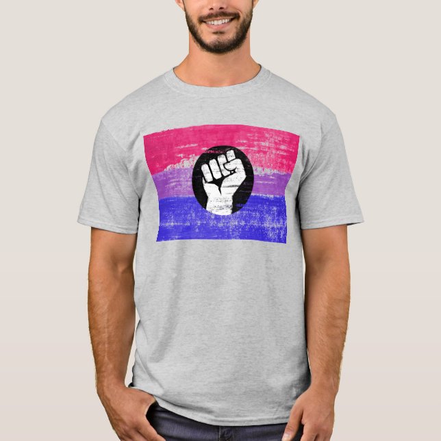 T-Shirt Fist de la Fierté Bisexuelle Pride (Devant)
