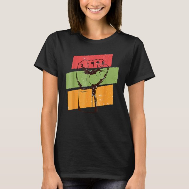 T-shirt Fist Hand Black History Month Afro African Pride M (Devant)