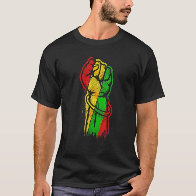 T-shirt Fist Hand Black History Month Afro African Pride M (Devant)