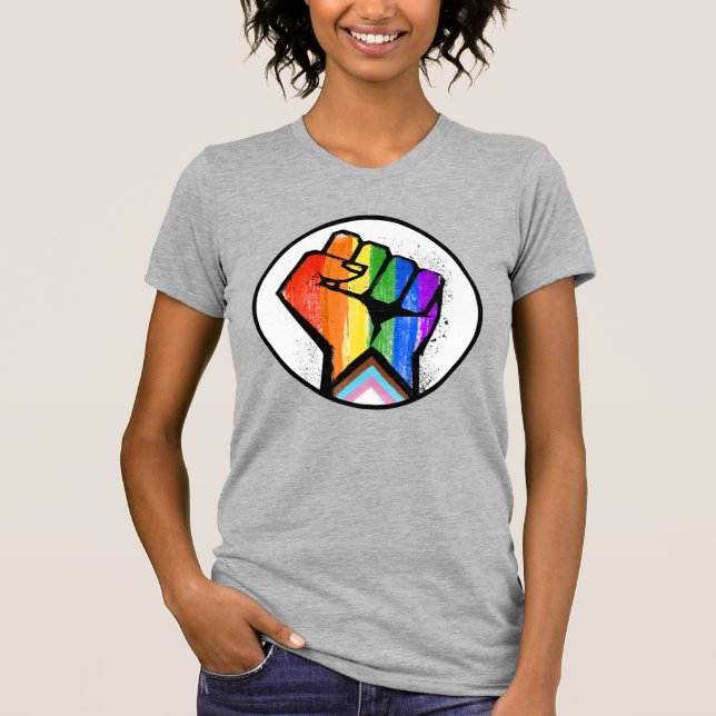 T-shirt FISTE DE LA Fierté DU PROGRÈS LGBTQ DE RÉSISTANCE (Devant)