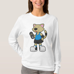 T-shirt Fitness au chat avec Dumbbell