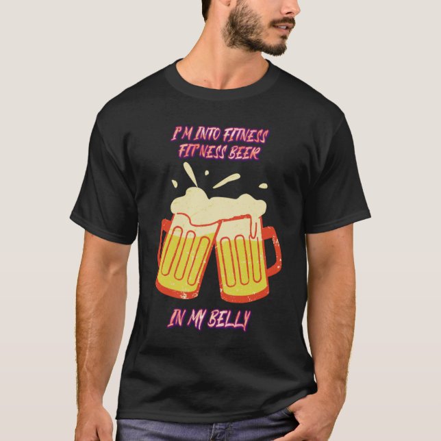 T-shirt Fit'ness Beer In My Belly Gym Cute Joke (Devant)