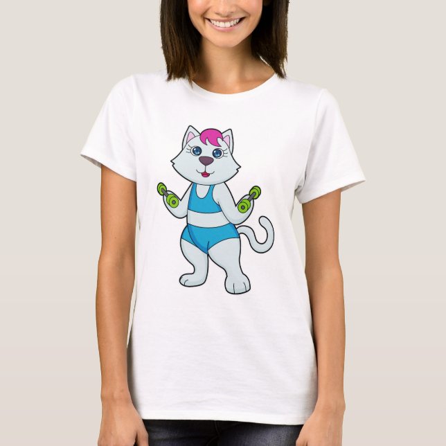 T-shirt Fitness Cat Dumbbell (Devant)