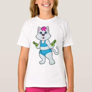 T-shirt Fitness Cat Dumbbell