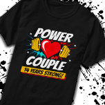 T-shirt Fitness Couple 14th Anniversary 14 Years Strong<br><div class="desc">This fun 14th wedding anniversary design is perfect for the superpower fitness couple, personal trainer or fitness coach to hit the gym w/ your husband or wife to celebrate 14 years of marriage w/ an anniversary workout or wedding anniversary party! Features "Power Couple - 14 Years Strong!" wedding anniversary quote...</div>