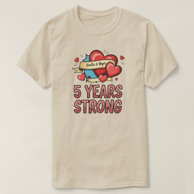 T-shirt Five Year Strong Customizable (Design devant)
