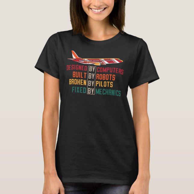T-shirt Fixé par mécanicien d'aéronef mécanicien (Devant)
