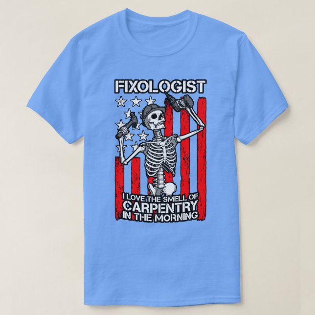 T-shirt Fixologiste Gothique Squelette USA Drapeau de trav (Design devant)