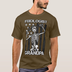 T-shirt Fixologiste Grandpa Skeleton USA Drapeau Boiserie 