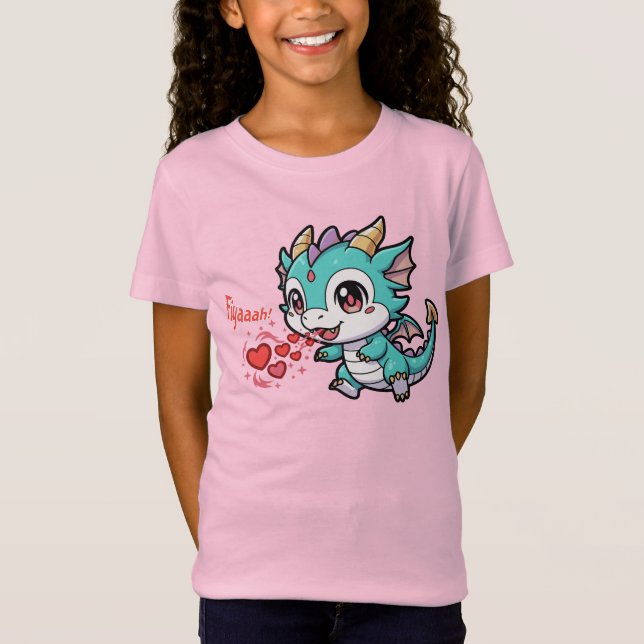 T-Shirt Fiyaaah Cute Baby Dragon Chibi Anime Kawaii Heart (Devant)