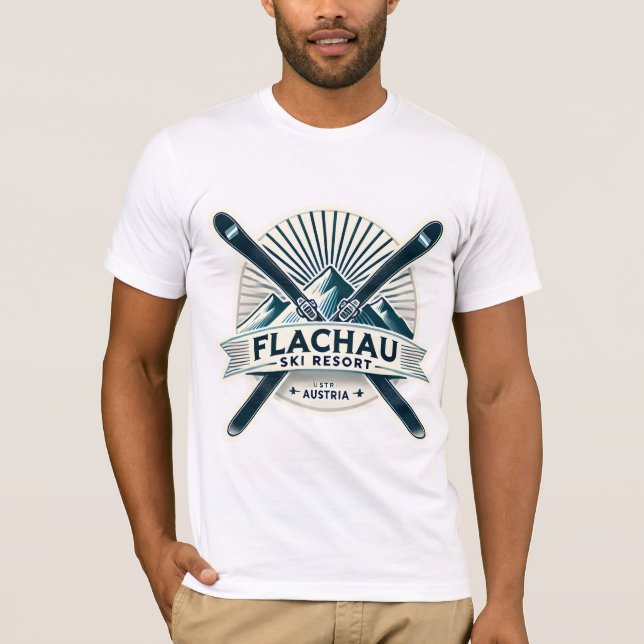 T-shirt Flachau Austria Ski Resort Retro Design (Devant)