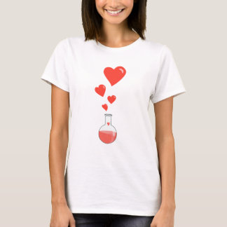 T-shirt Flacon de femelle de geek de la Science de coeurs