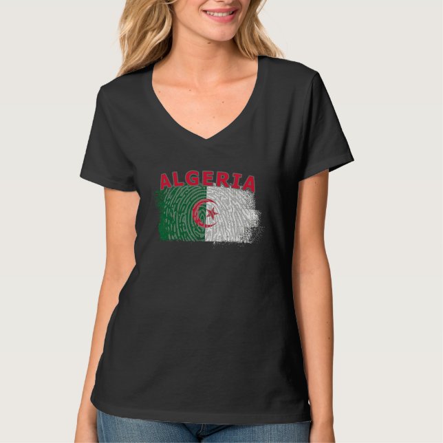 T-shirt Flag Algeria Nationality State North Africa (Devant)