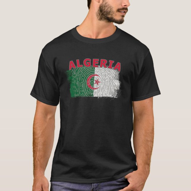 T-shirt Flag Algeria Nationality State North Africa (Devant)