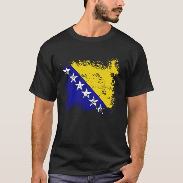 T-shirt Flag Bosnia Herzegowina Nationality State Origin T (Devant)