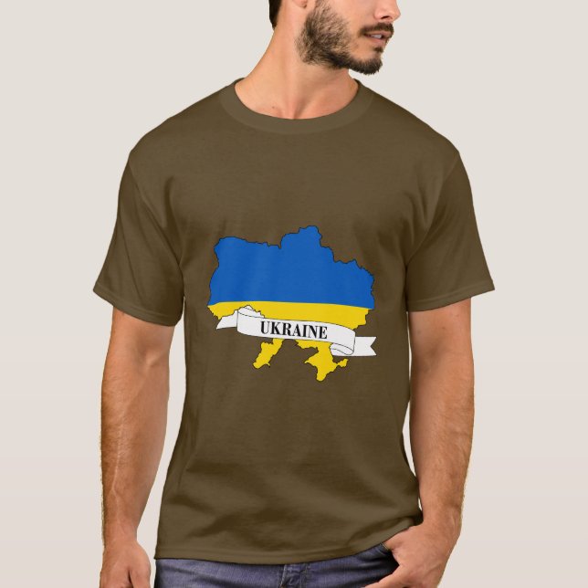 T-shirt Flag map of Ukraine (Devant)