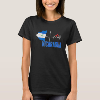 T-shirt Flag Nicaragua Map Heartbeat for Nicaraguan Pride
