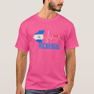 T-shirt Flag Nicaragua Map Heartbeat for Nicaraguan Pride