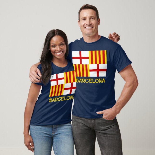 T-shirt Flag Red White Yellow Barcelona Nationalist Art (Unisexe)
