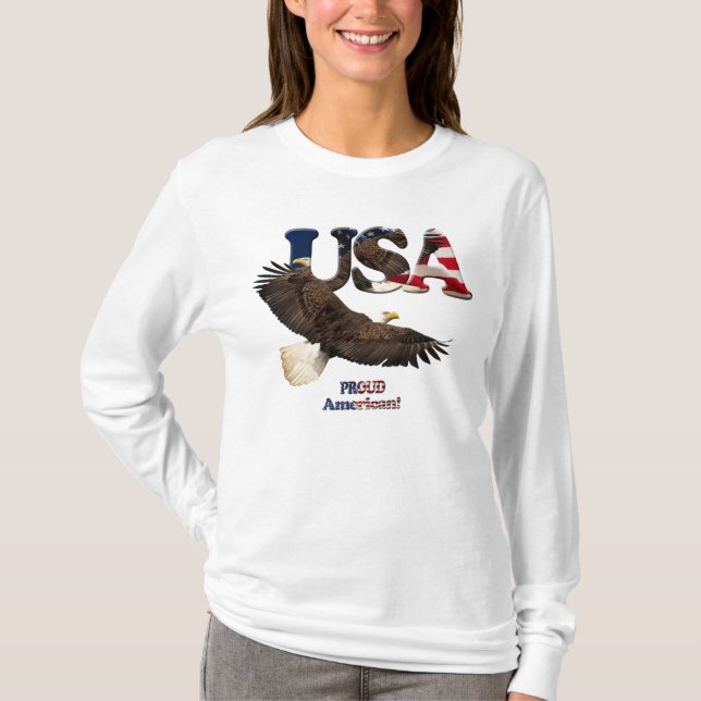 T-shirt FLAG US & EAGLE, chemise pour dames à l'américaine (Devant)