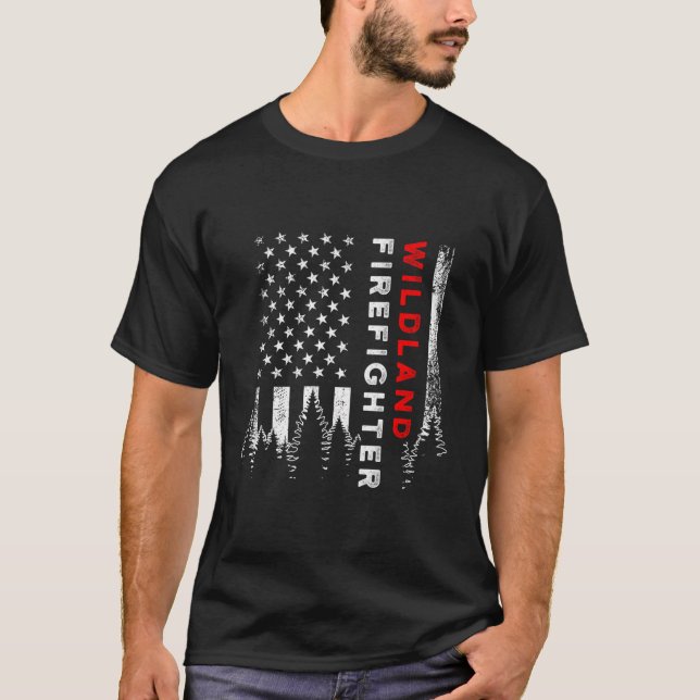 T-shirt Flag Us Wildland Firefighter (Devant)